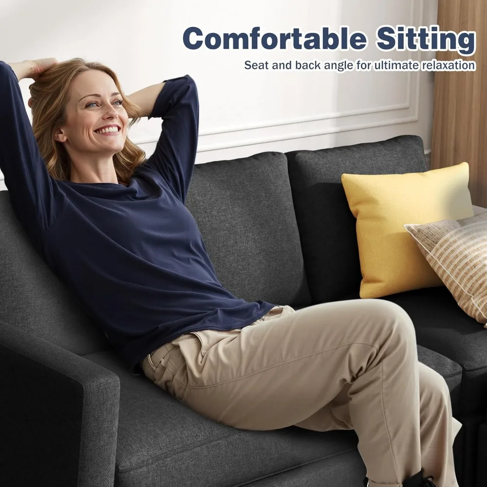 Modułowa sofa segmentowa o głębokości siedziska 73,6 cm, wygodna sofa typu cloud z ruchomym otomanem, sofa w kształcie litery L do salonu.