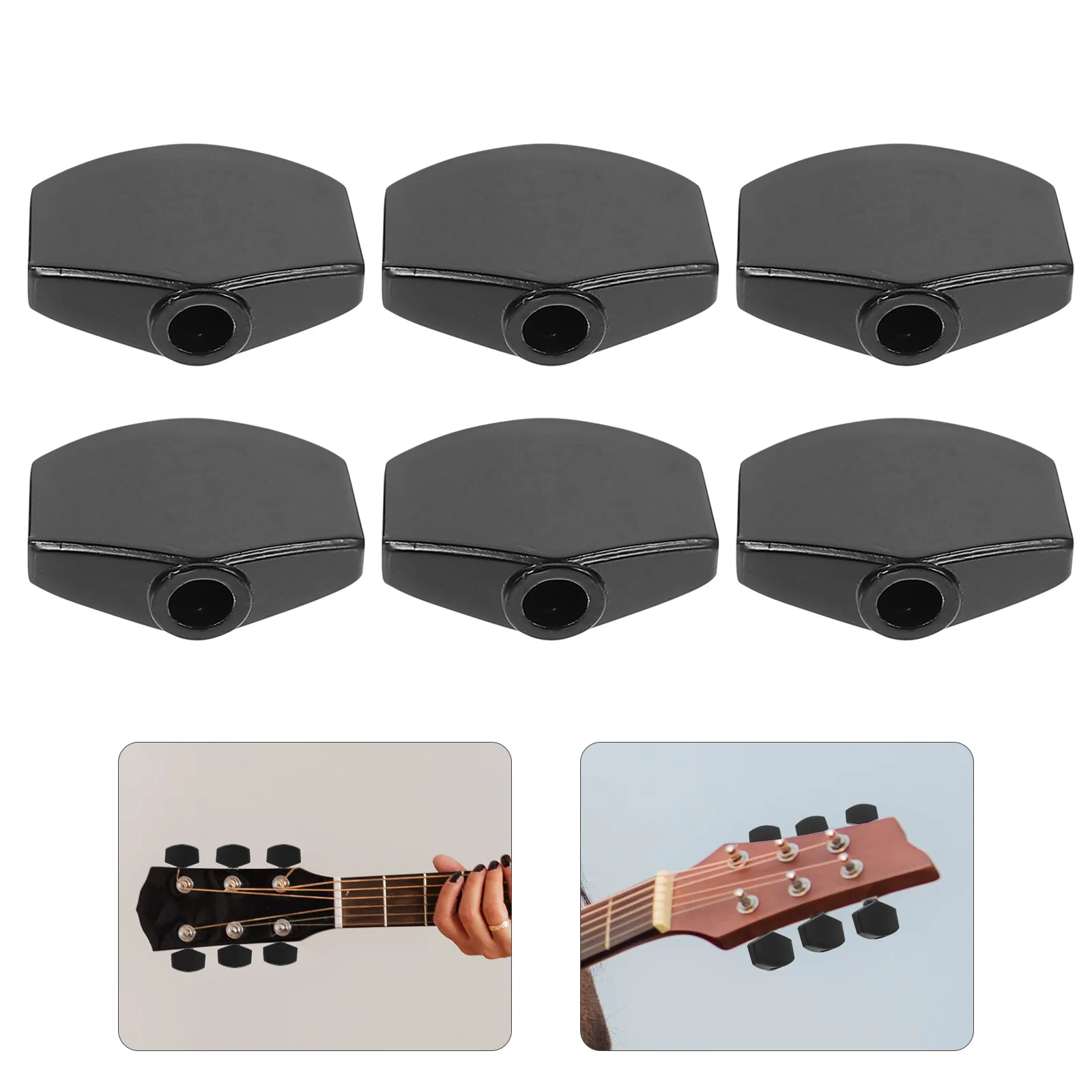 

6 Sets Handle Guitar Tuners Tuning Peg Caps Guitars Patch Machine Heads Black Handles