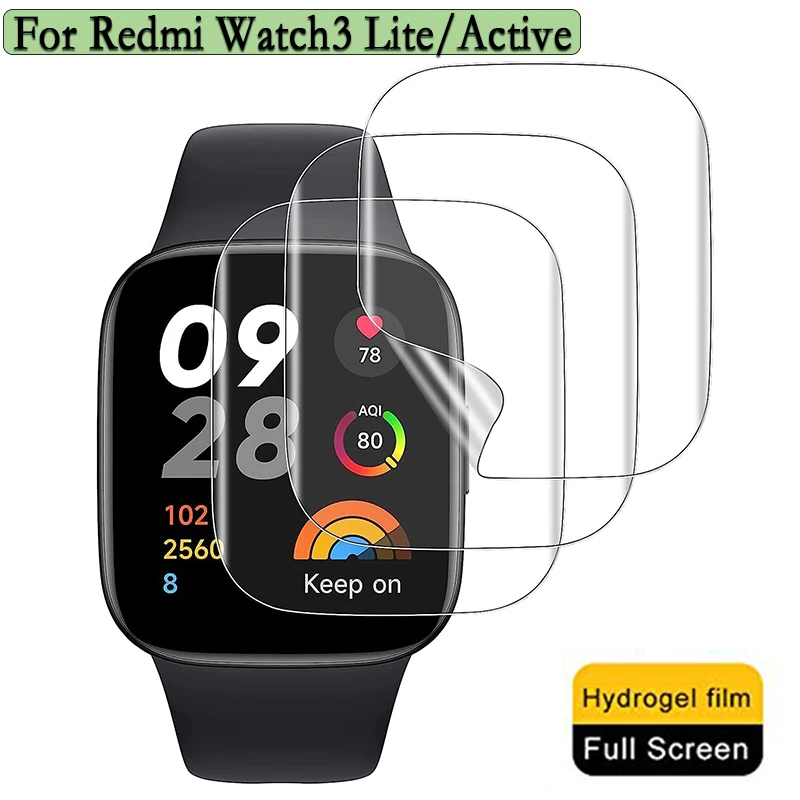 Película protectora de hidrogel para reloj Redmi 3 Active/Redmi watch3 Lite, película protectora transparente suave, protección de pantalla completa, 3/6 Uds.