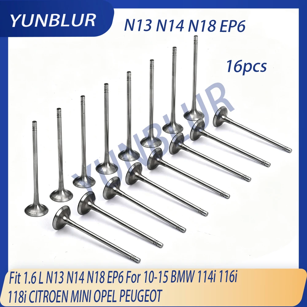 Engine Intake & Exhaust Valve Kit Fit 1.6 L N13 N14 N18 EP6 For 10-15 BMW 114i 116i 118i CITROEN MINI OPEL PEUGEOT 11347585901