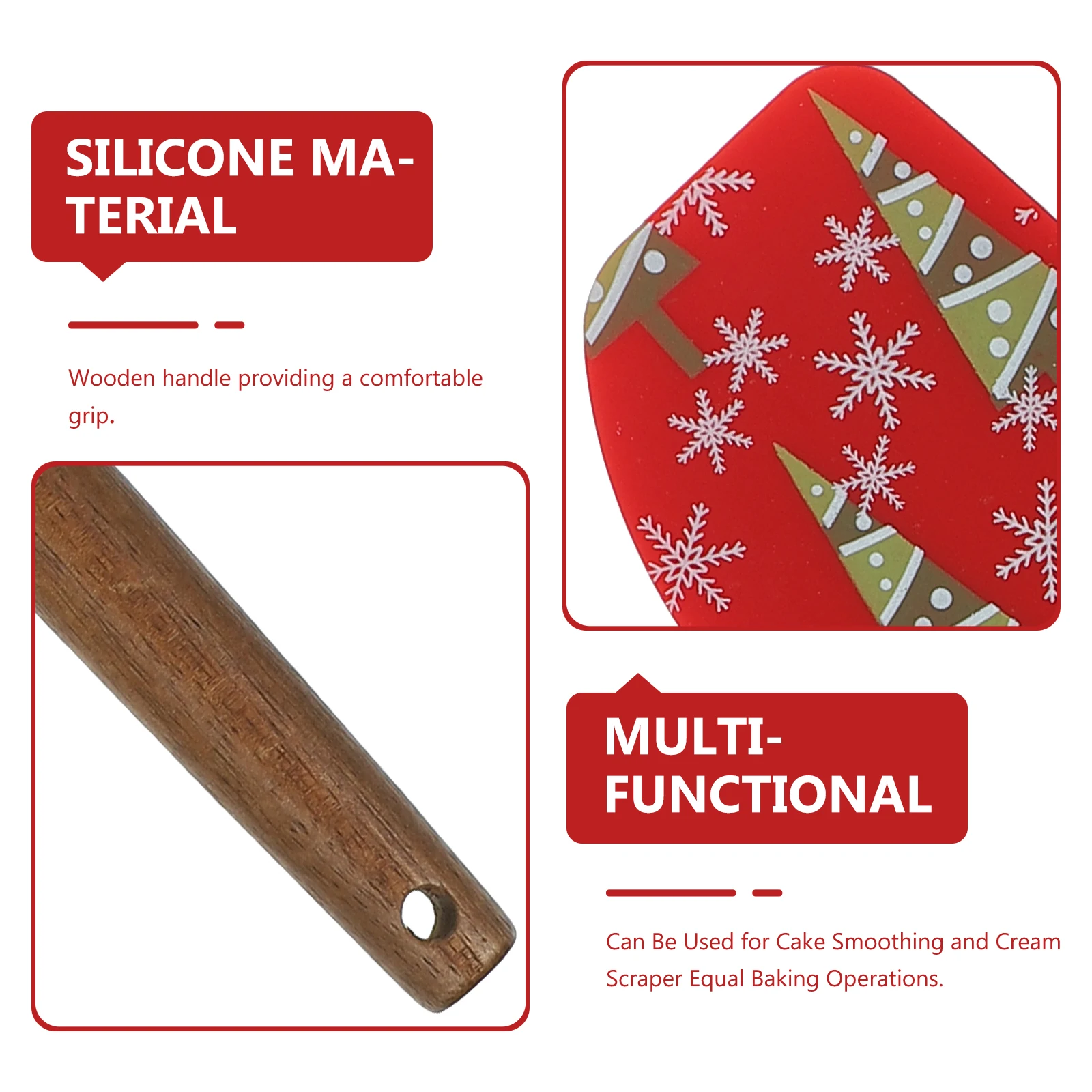 

Christmas Scraper Cake Icing Spatula Baking Silicone Holiday Kitchen Spatulas Frosting
