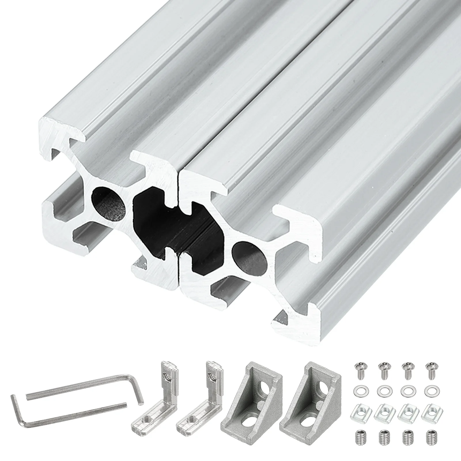 2Sets 100-400mm V Slot 2020 Aluminum Extrusion European Standard Anodized Linear Rail Extruded Aluminum Rail Profile 3D Printer