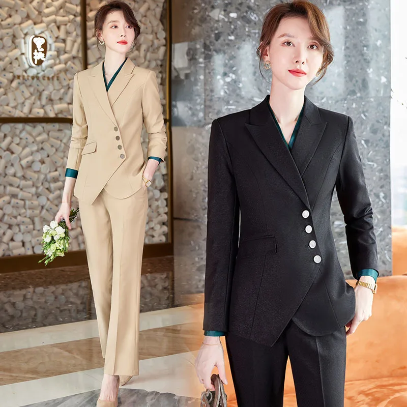 

Long Sleeve Fashion Elegant Black Boutique Women's Clothing Two-Piece Set Work Uniforms Office Lady Suit Black Formal Wear