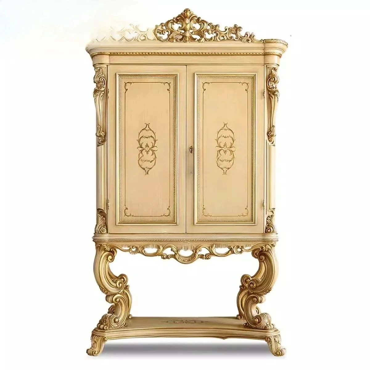 Massivholzschnitzerei Blumen Weinschrank Villa Luxus High-End dekorativer Schrank Wohnzimmer Wand Eingang Spind hoher Kabine