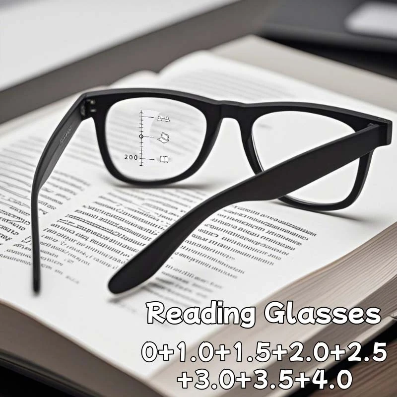 

Retro Large Square Progressive Multifocal Presbyopia Glasses Men's and Women's Comfortable Anti-blue Light Computer Glasses