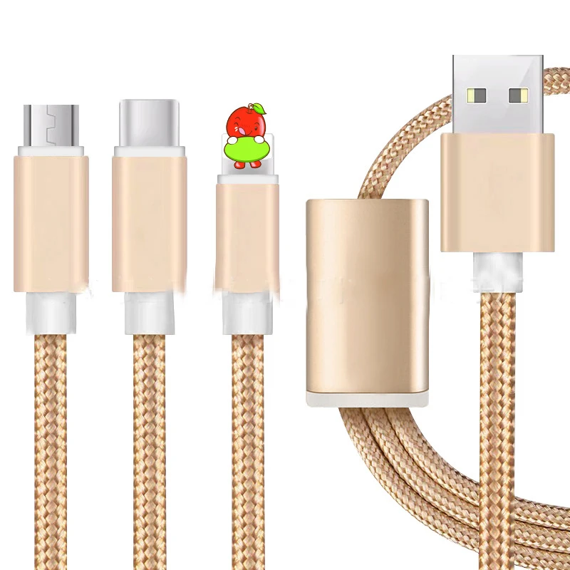 Cable de carga rápida Universal 3 en 1 para Huawei, Cable de cargador Micro USB tipo C, puerto Usb múltiple, 1M