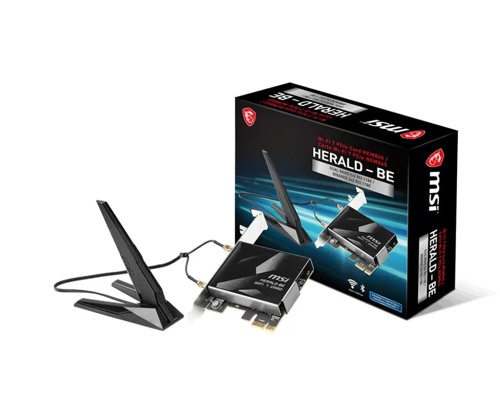 

Wi-Fi 7 PCIe-карта с Bluetooth 5.4, технологией Multi-Link и внешней антенной для высокоскоростного подключения