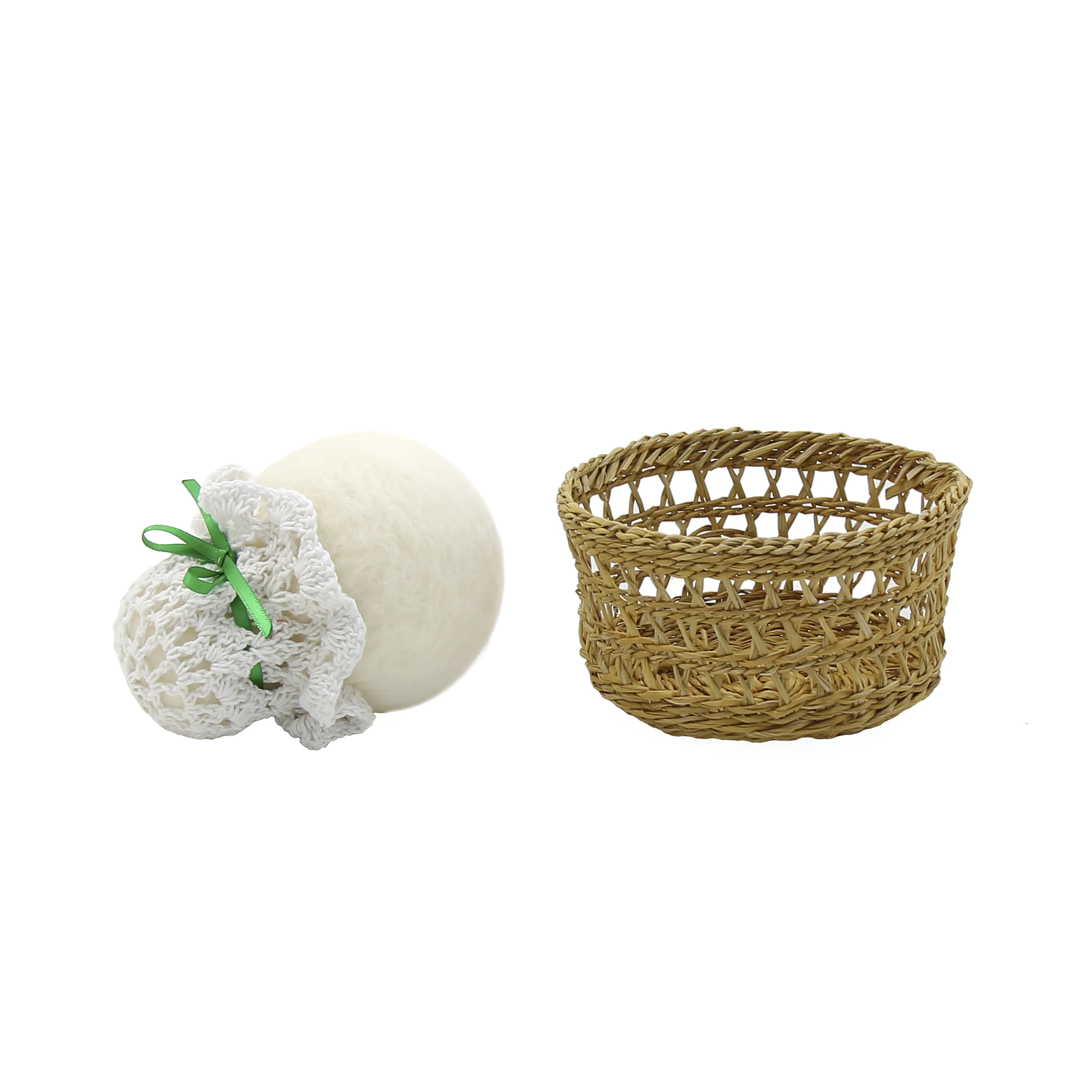 Dusting Leaves Activity Set Natural Wool Duster and Straw Basket Montessori Practical Life