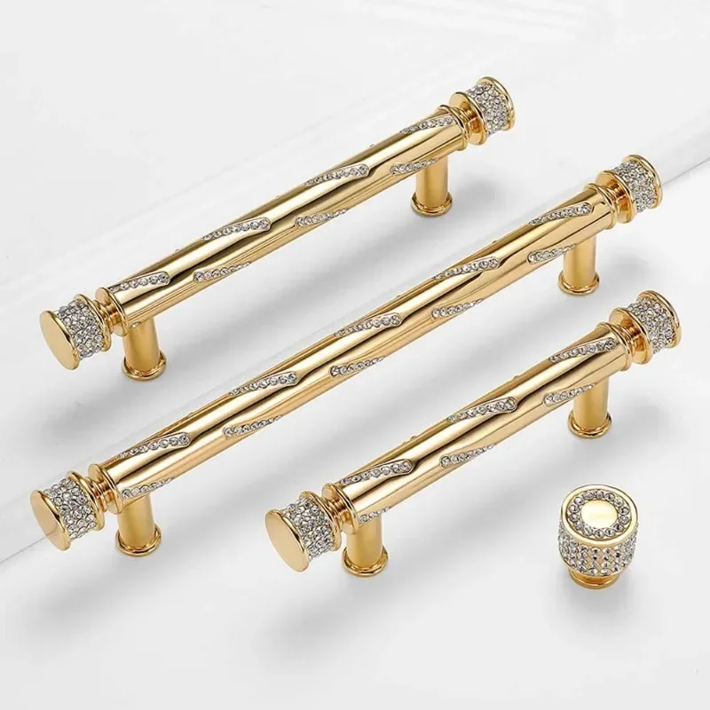 Gold Light Luxury Kitchen Drawer Handles Cabinet Drawer Handle Modern Minimalist Nordic Style Diamond Wine Cabinet Door Handle