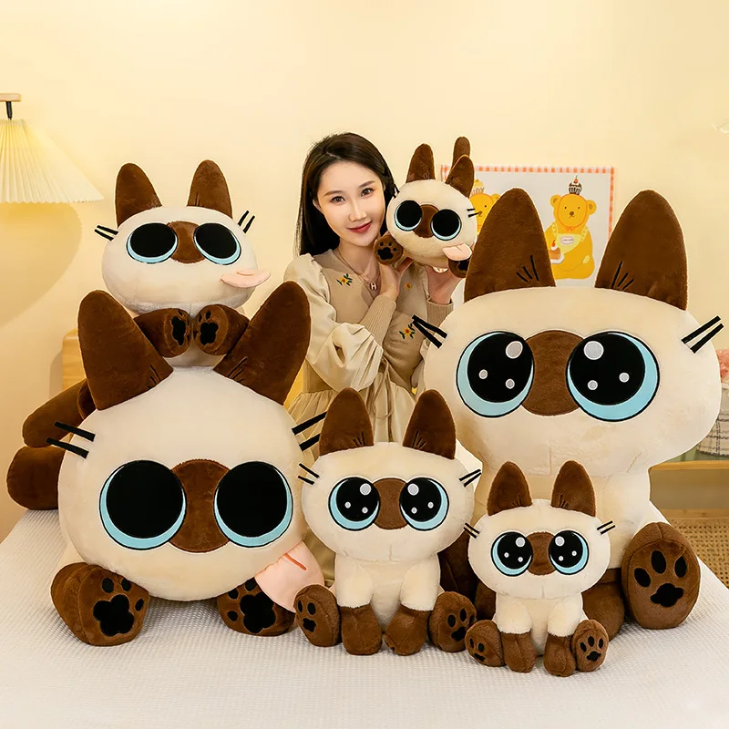 New Cute Siamese Cat Plush Doll Toy Cartoon Cat Sofa Pillow Doll Sleeping Cushion Decoration Ornaments Birthday Toys And Gifts