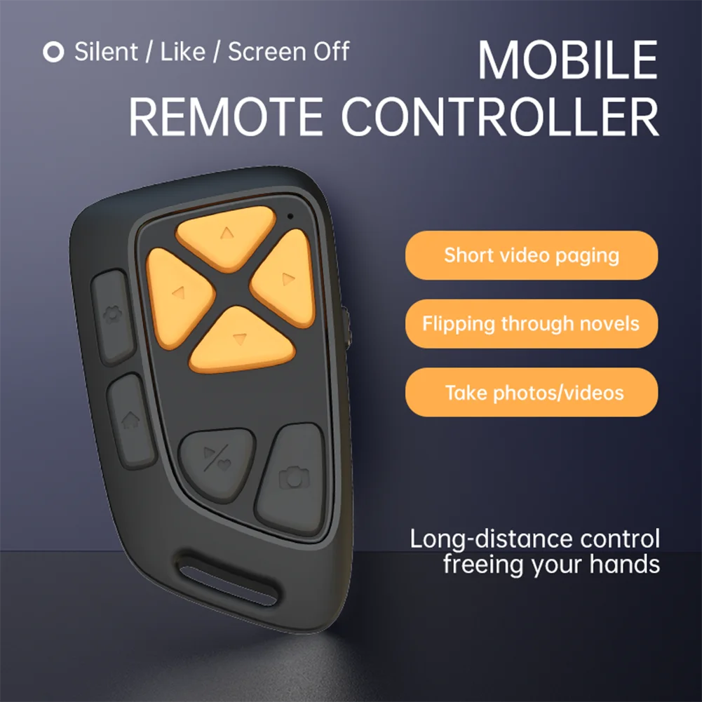 Remote Control Wireless Page Turner Bluetooth-Compatible 10M Control Range Video Scrolling Remote 8 Mute Button for Cell Phone