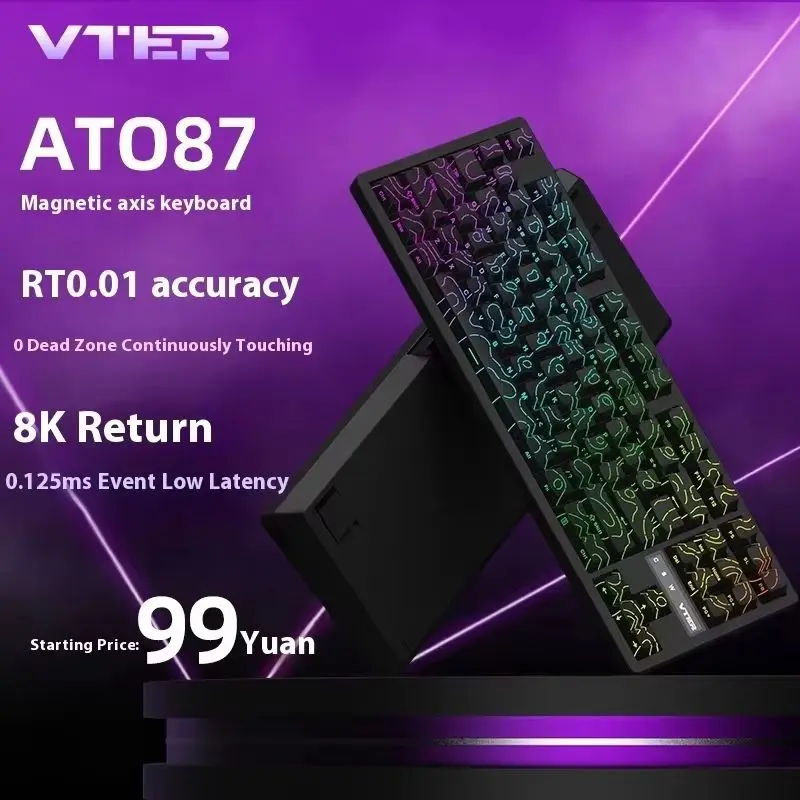 VTER ATO87 Magnetic Switch Topographic Gaming Keyboard wired RGB RT 0.01 full key hot swappable low latency Valorant sports