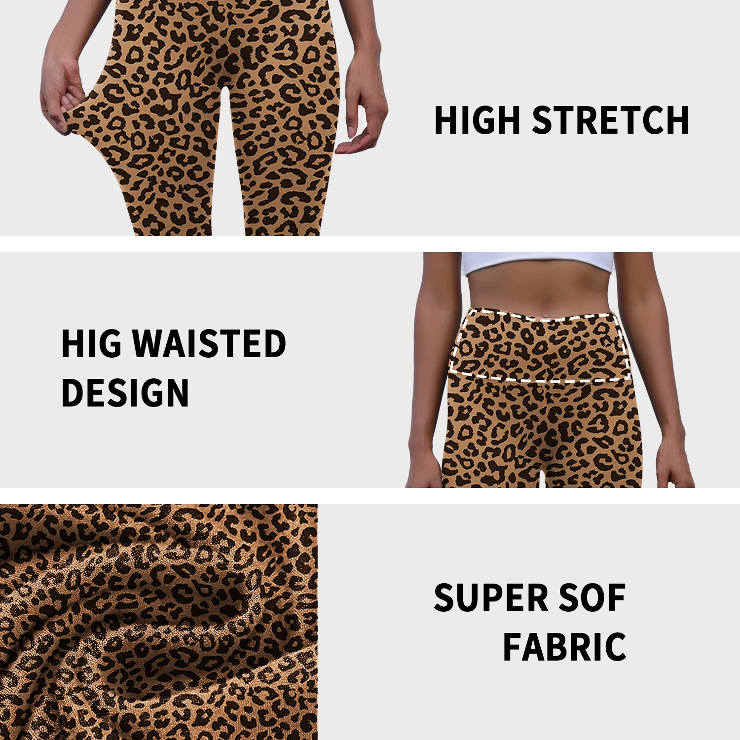 Damen-Leggings mit Leopardenmuster und hoher Taille, superweich, nicht durchsichtig, für Yoga, Laufen, Workout, Push-Up, Fitnessstudio, Fitness, Sportbekleidung