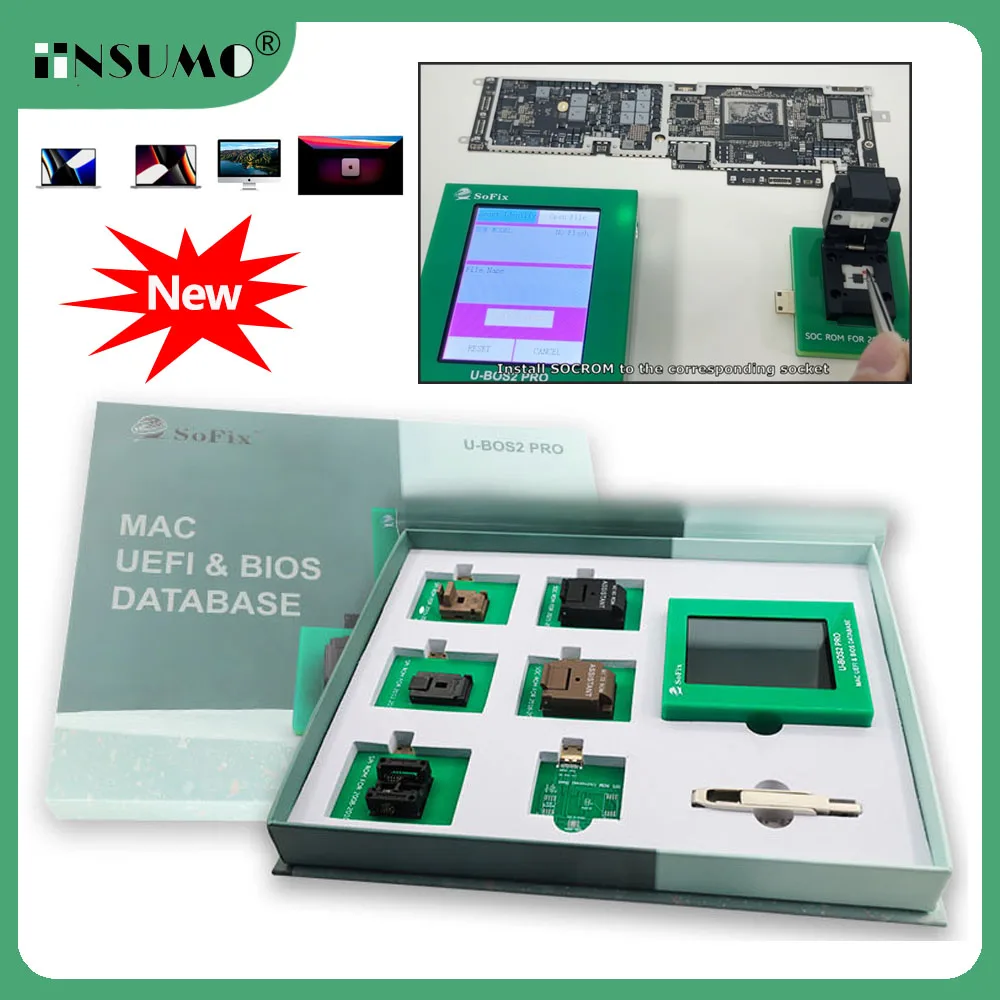 Sofix New U-BOS2 Pro ROM Data Assistant for MacBook 2008-2024 M Series Chip Remove EFI/Firmware/PIN Code Lock Read-Write Tool