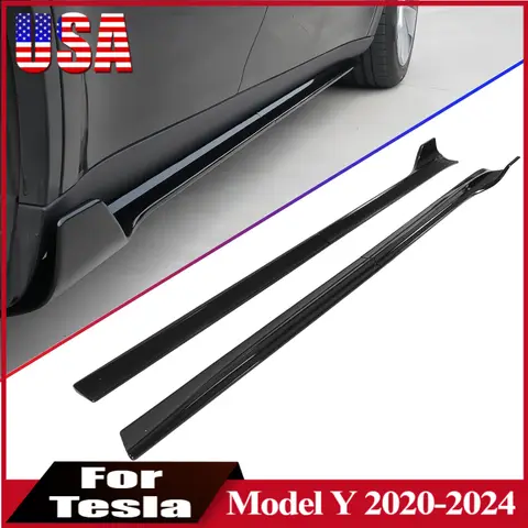 4pcs/set Side Skirt For Tesla Model Y 2020 2021 2022 2023 2024 Side Extension Splitter Lips Rocker Panel Car Body Kit Tuning