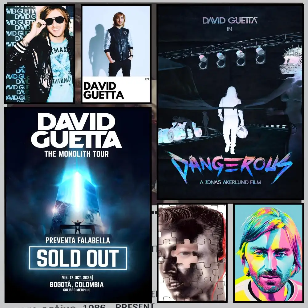 Singer D-David Guetta Poster Waterproof PVC Wall Poster, Peel-and-Stick HD Art for Living Room, Bedroom and Shop