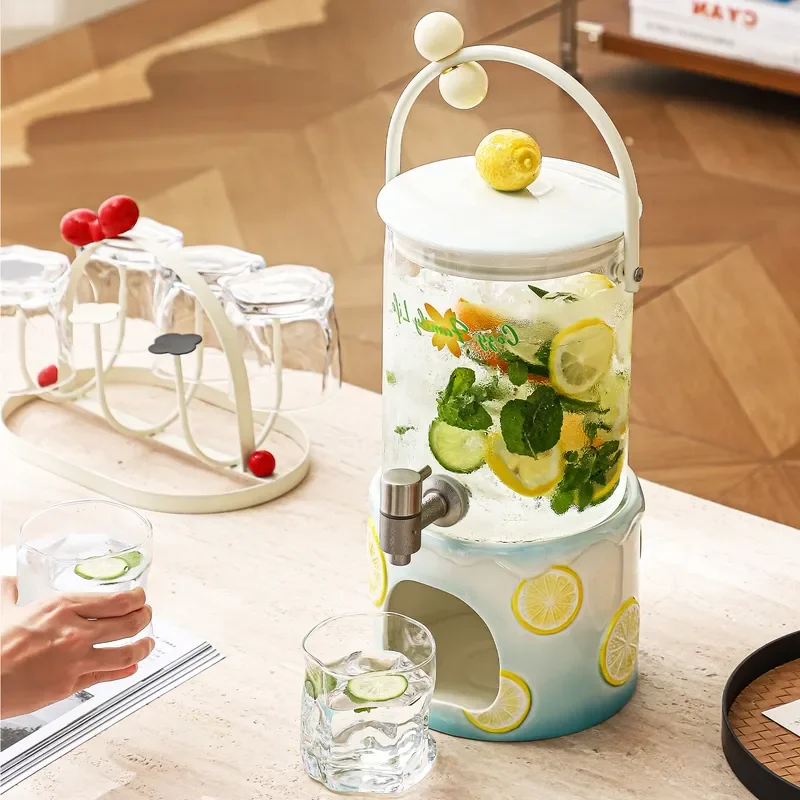 Large Capacity Cold Brew Coffee Maker with Spigot Heat Resistant Glass Pitcher for Iced Tea Fruit Juice and Water Storage in