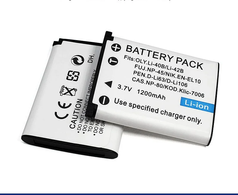 1200mAh EN-EL10 Li-42B Li-40B NP-45 D-Li63 D-Li108 NP-80 Camera Battery For Nikon For OLYMPUS For FUJIFILM For Pentax For Casio