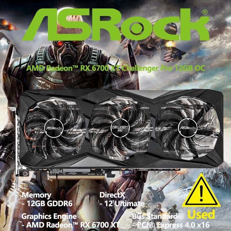 Asrock-amd Radeon rx 6700 xt Challenger Pro 12g oc 12gb Gddr6 192 Bits 16 Gbps 7nm 6700xt