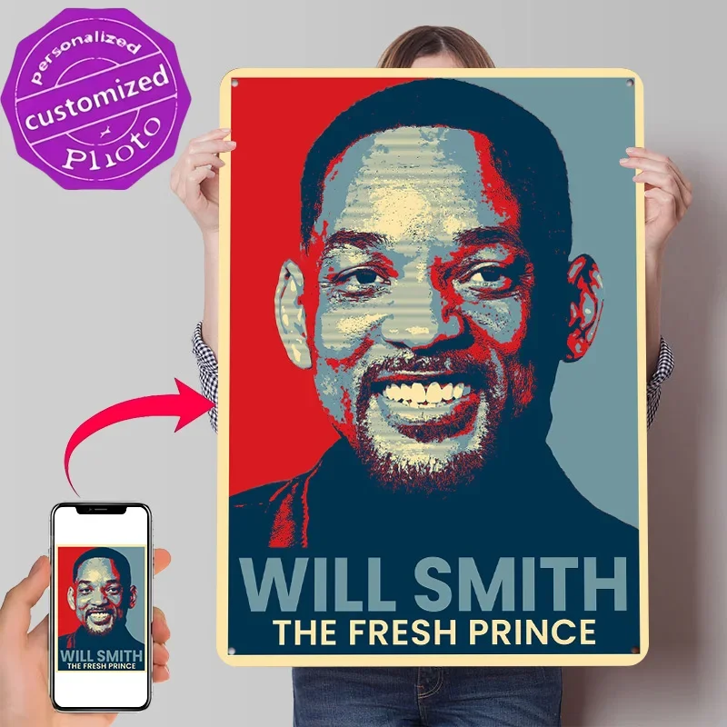 Will Smith The Fresh Prince Poster Retro 3D Printed Metal Signs Customized Wall Hanging Gift for Room Decorating Interior House