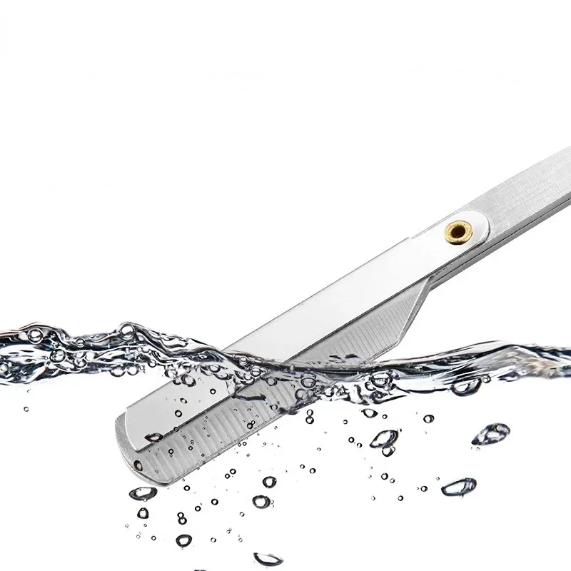 

Складной нож для бритья, парикмахерские устройства из нержавеющей стали, ручная прямая парикмахерская бритва для удаления волос с бороды и лица