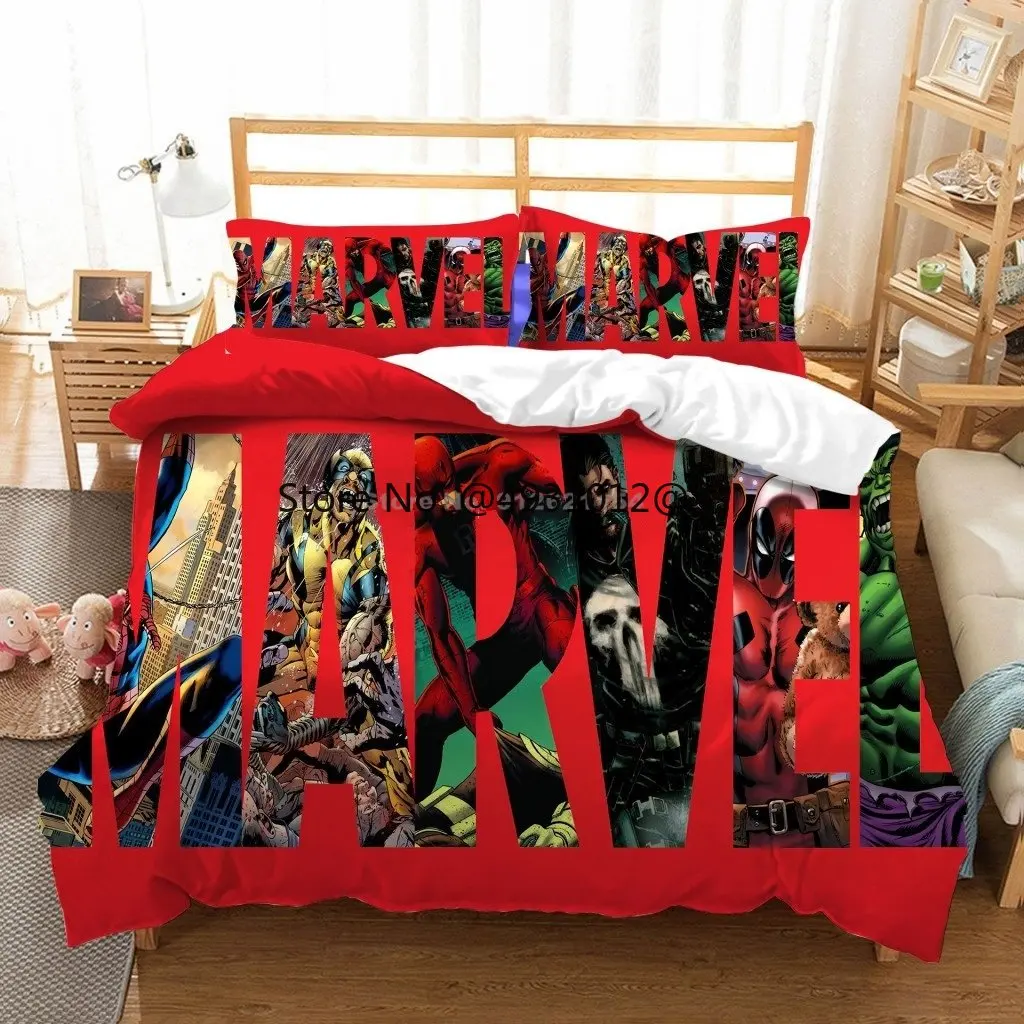  Disney Avengers Marvell Hulk Iron Man Captain US Bedding Set Boys Bedroom King Thor Quilt Duvet Cover Kids Children Gifts