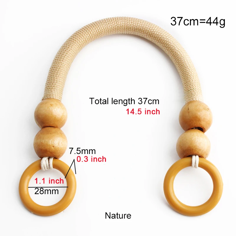 2PCS 10 Colors Wood Handle Purse Wooden Handles for Bag Making Purse Straps Wood Beaded Bag Handles Replacement Handbag Handles