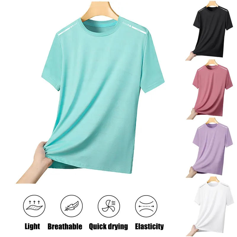 Damen Mesh Sommer T-Shirt Outdoor Laufshirt Atmungsaktiv Schnelltrocknend Sport T-Shirt Damen Reflektierender Streifen Elastische Kurzarm