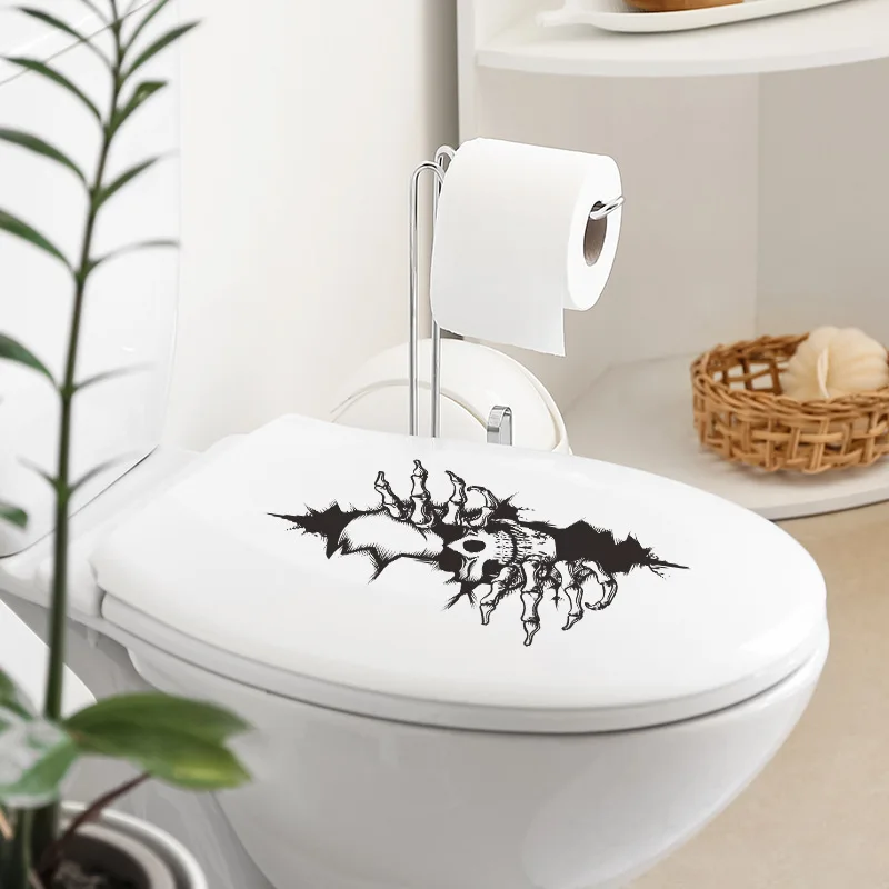 1Pcs Halloween Wall Sticker 3D Crack Skeleton Skull Self‑Adhesive Vinyl Decal Toilet Sticker Haunted House Spooky Party Decor