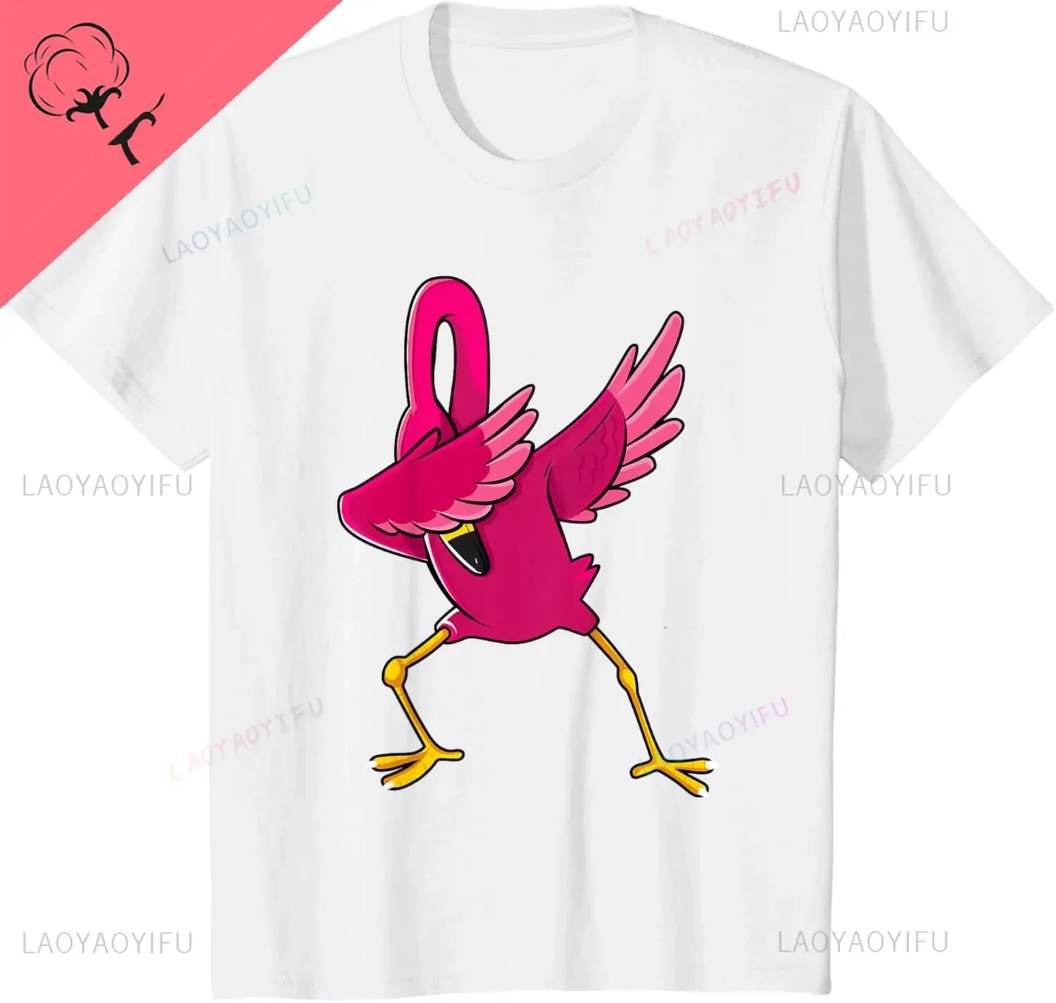Dabbing Pink Flamingo Tropical Animal Lover Men Women Kids T-Shirt Harajuku Mens Clothing Graphic T Shirts Camiseta