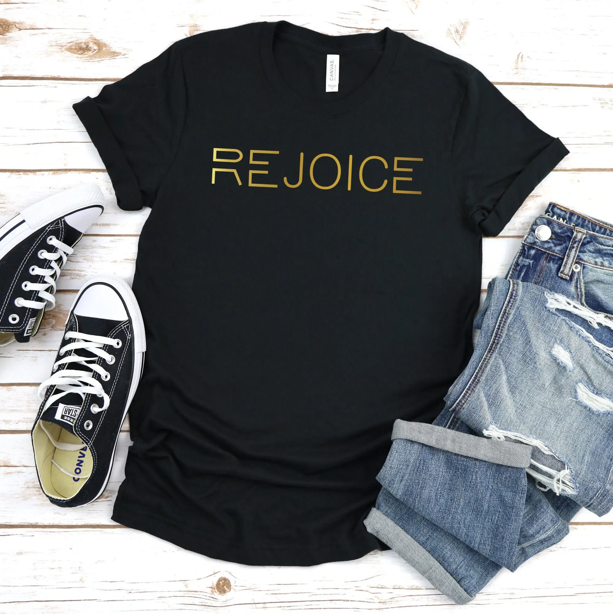 REJOICE T Shirt Christian Apparel Religious Clothing Jesus Let's pray Grace Be kind Faith