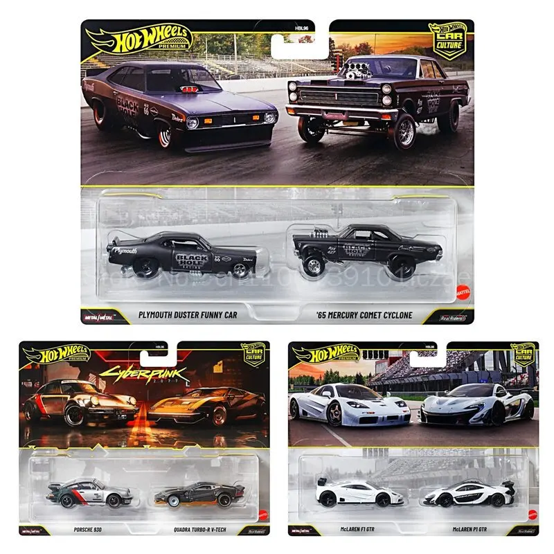 Hot Wheels Alloy Diecast Car Model Premium Car Culture 2 Pack Cyberpunk Porsche 930 Mclaren F1 Gtr Collectible Vehicle HBL96