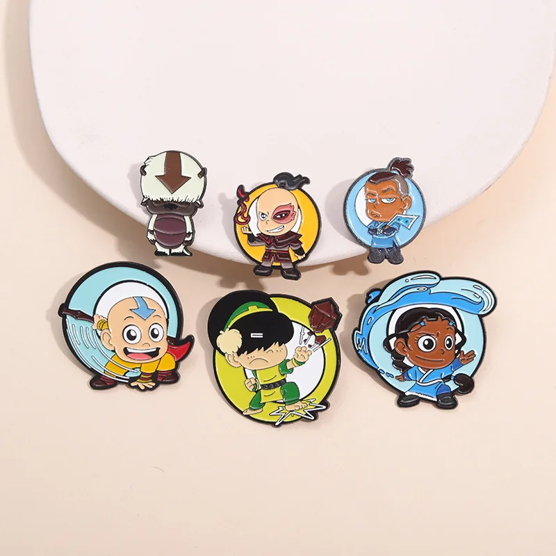 Creative Anime Enamel Pins The Last Airbender Cartoon Brooch Badge Cute Backpack Pin Metal for Kids Jewelry Decoration Gifts