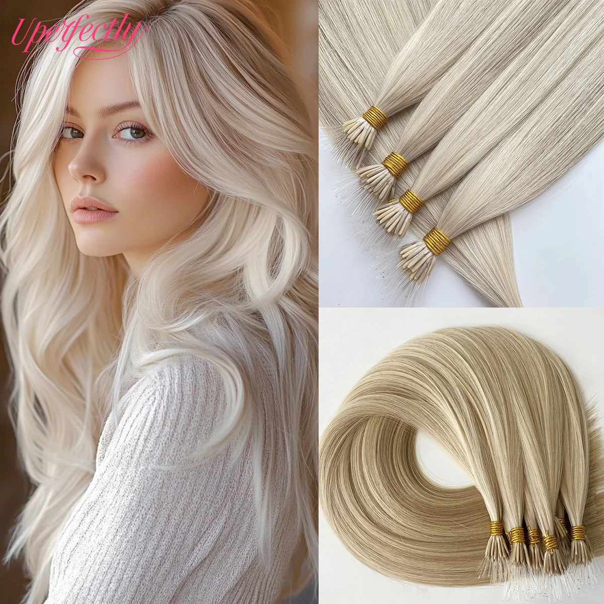 

Uperfectly салонного класса, нано-пластик, силиконовый кончик, наращивание человеческих волос, 50 шт., настоящие европейские волосы Remy, легкий гибкий кончик