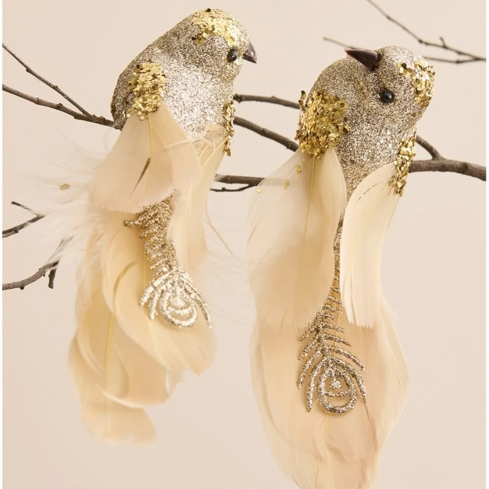 2 قطعة/المجموعة جديد واقعية بريق عيد الميلاد الطيور الحلي بريق محاكاة فو الطيور شجرة عيد الميلاد الديكور جو احتفالي