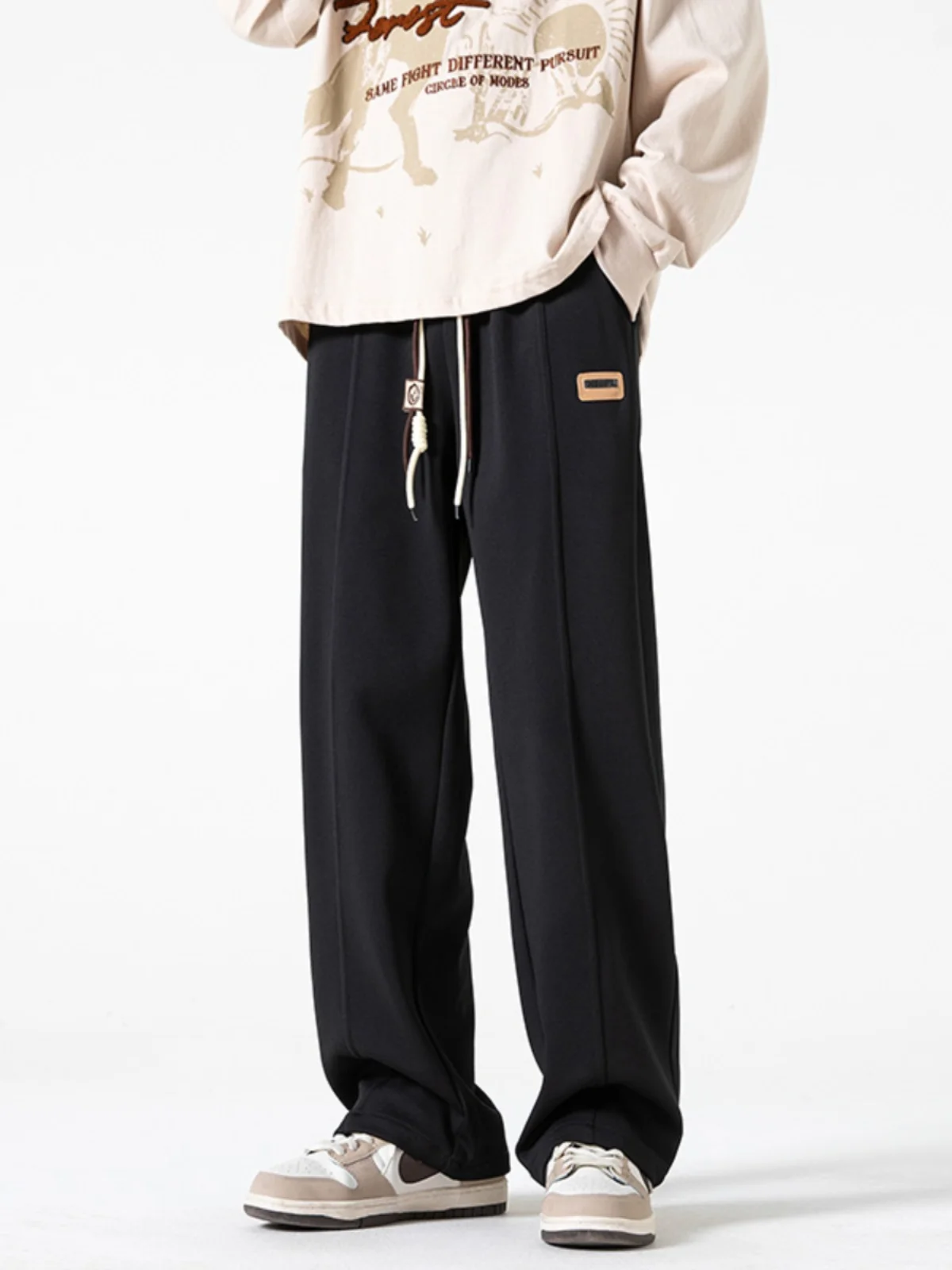 

Slimming Straight Leg Casual Pants for Men Trendy Street Sle Spring Autumn New Arrival Drapey Wide Leg Sport Sweatpants