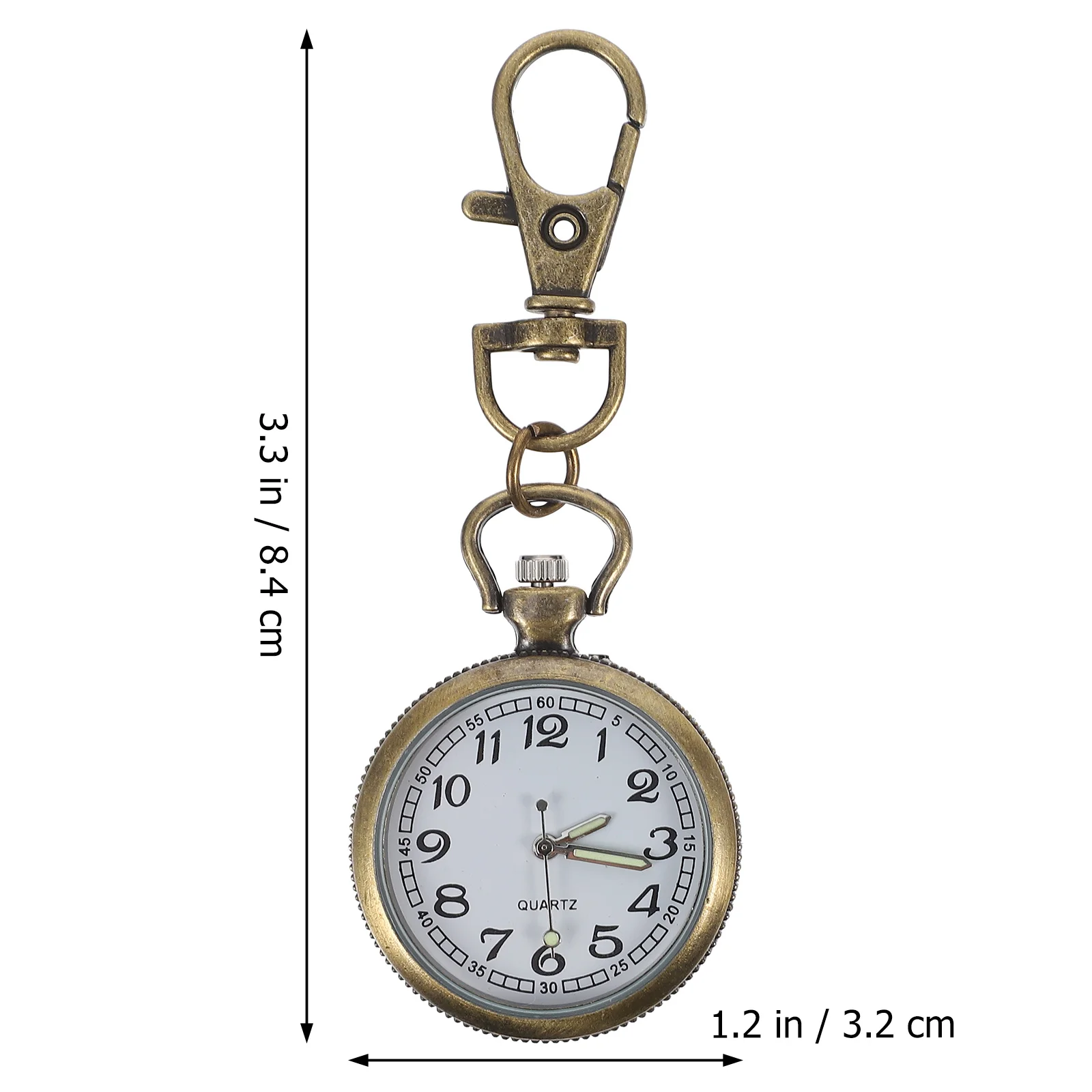 2pcs Vintage Chest Watch Alloy Quartz Pocket Watch Keychain For Nurses Doctors Students Key Ring Pendant Accessory