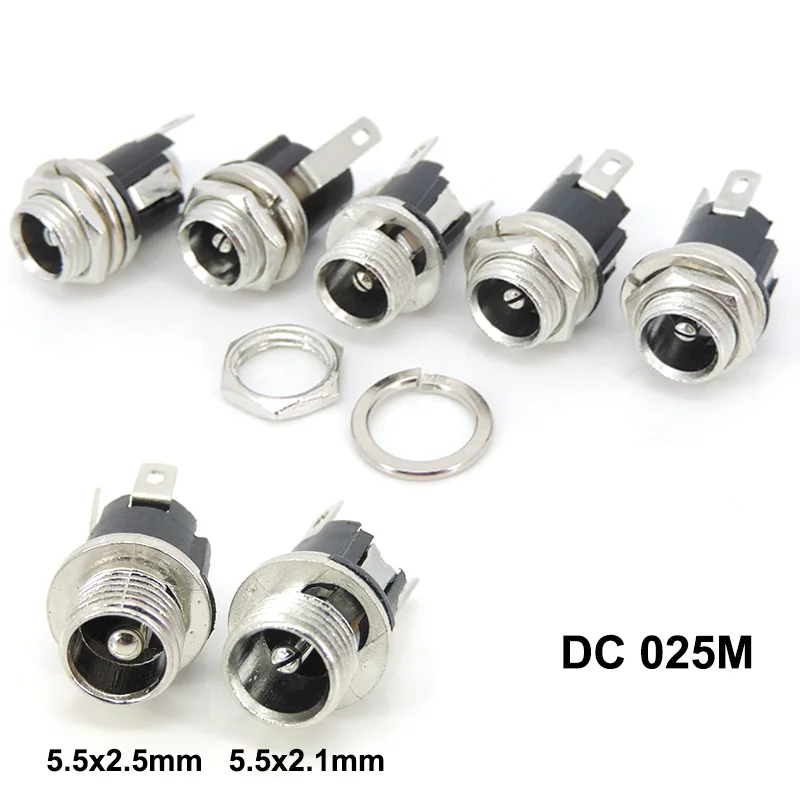 DC-025m 5.5mm x 2.1mm DC Female Power Jack Panel Mount Terminal Connector 3 Pin 5.5 * 2.5mm Socket Supply Electrical DC 025m