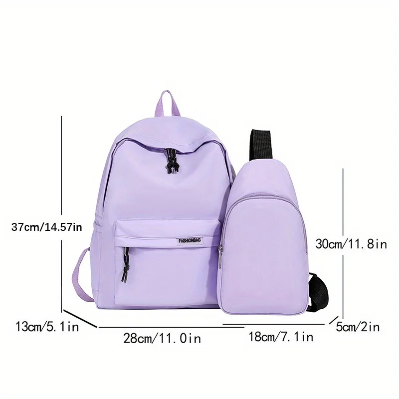 2pcs Bagset back to school Nylon Women Backpack Female Travel Bag  Solid Color Large Capacity School Season Casual Schoolbag