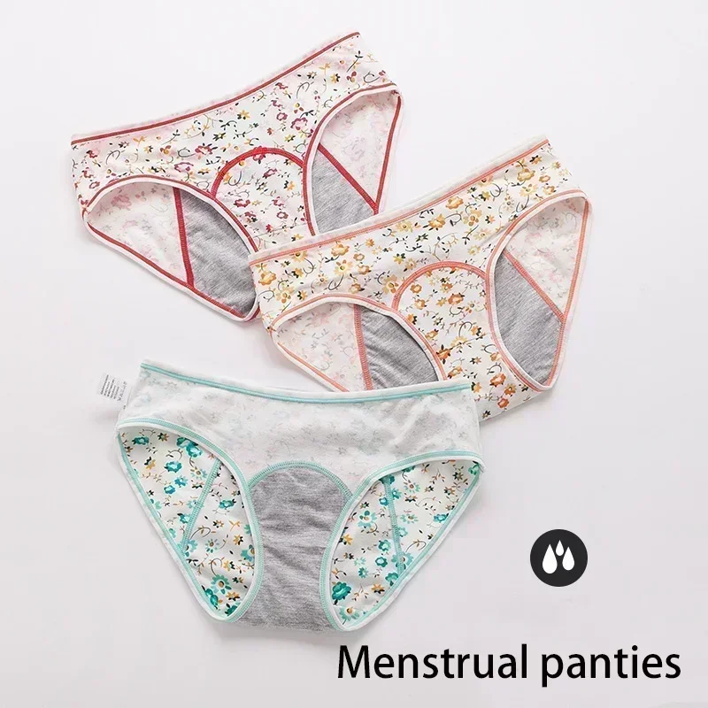 

1 Pcs Menstrual Panties Women's Cotton Briefs Three Layers Of Leak-proof Girls Physiological Pants Student Mid Waist Panties