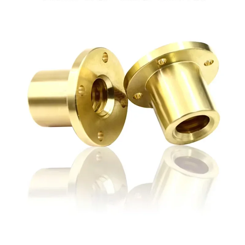 Copper Flange Nut Trapezoidal Thread T10-T40 T8x1-T40x8 Vibration Resistant for Machinery Electrical Pipe