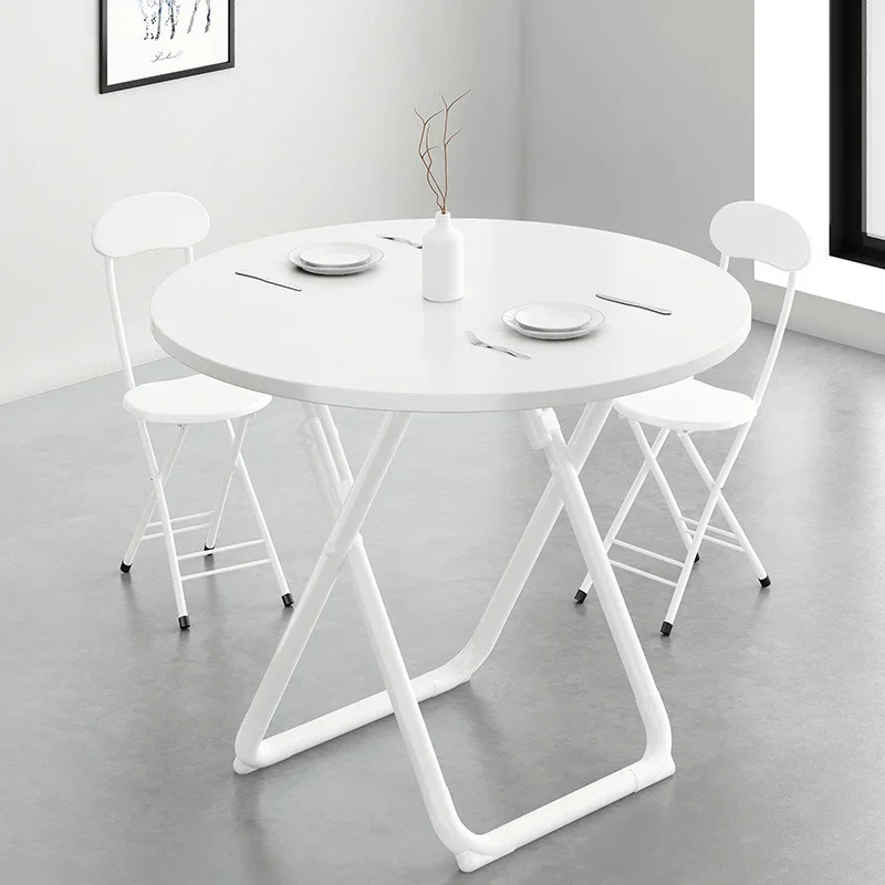 Foldable round table dining table home small apartment modern simple casual round  restaurant combination  and chair