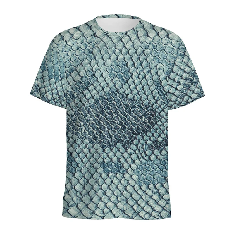 Fashion Snake Scales Pattern T-shirt For Men 3D Printed Animal Skins Graphic Round Neck Tee Shirt Tops Short Sleeves T Shirts