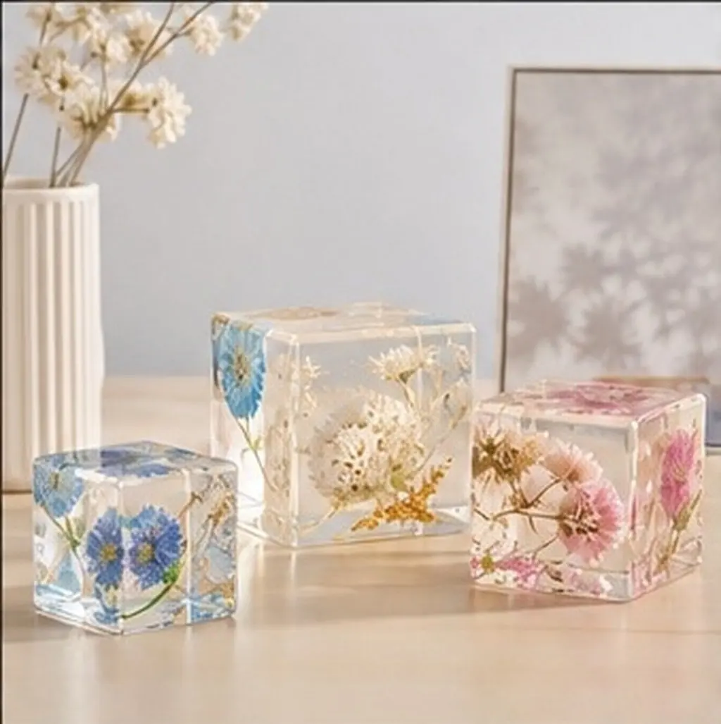 3Pcs Clear Silicone Cube Resin Molds for Epoxy Casting Transparent Square DIY Art Home Decor Ornaments Craft Projects Reusable