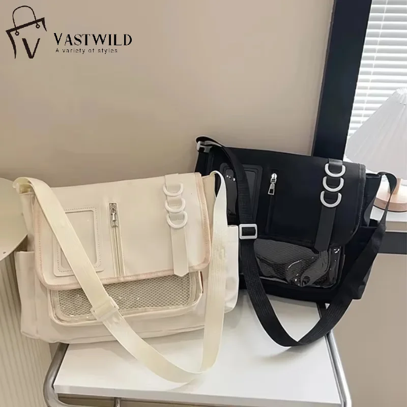 

Y2K Japanese Harajuku School Bags for Girls New Transparent Itabag Crossbody Bag DIY Badges Display Plate Ita Bag