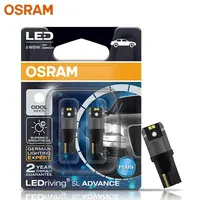 OSRAM LED T10 6000K W5W 194 LEDriving SL Advance 6000K White Car Reading Bulbs Door Lamps Interior Light 12V 1.5W 2980CW, Pair