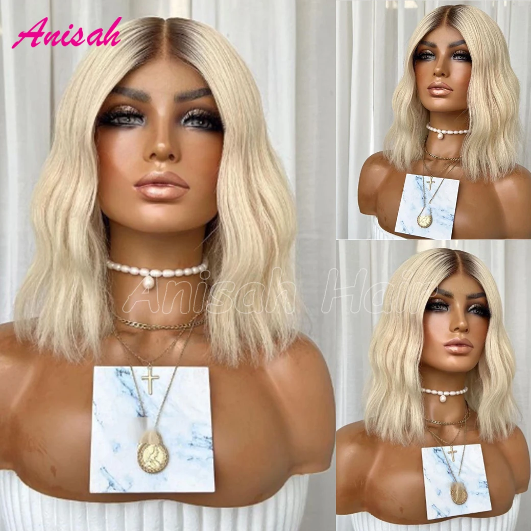 

13x4 Transparent Lace Front Human Hair Wigs Ombre Blonde Colored Lace Wig Brazilian Short Bob Pixie Cut Wigs for Women