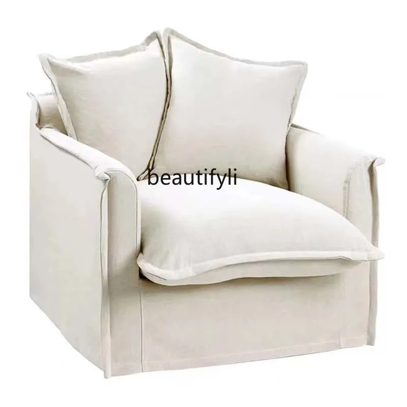 

Nordic and Japanese Style Quiet Style Living Room Removable and Washable Linen Single Seater Designer Modern Bedroom Armchair