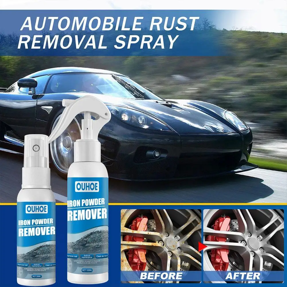 

30ml/100ml 3pcs/Set Car Rust Removal Spray With Sponge Wiping Derusting Spray Cleaner Rust Spray Iron Powder Car Maintenance Too