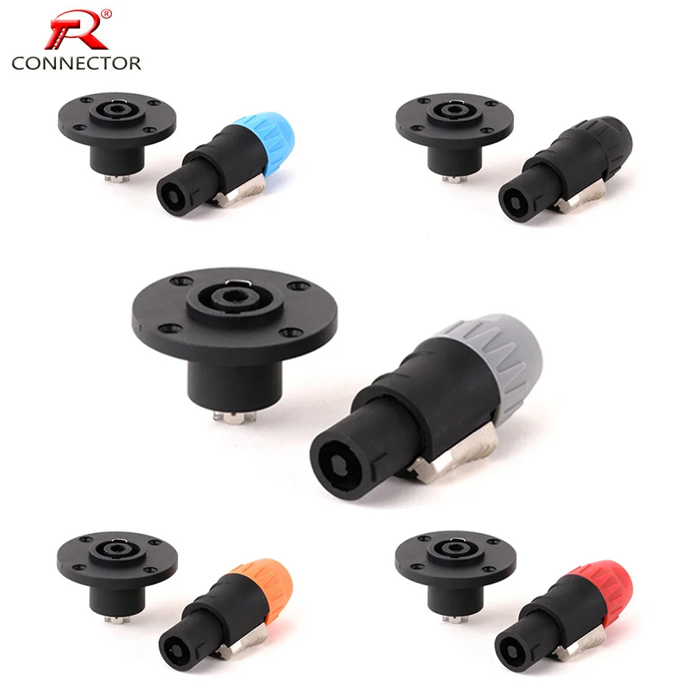 1set 4Pins Round Female Panel Mount Socket Jack 4Poles Male Plug Twist Lock for Audio Stage Speaker Amplifier Wire Connectors